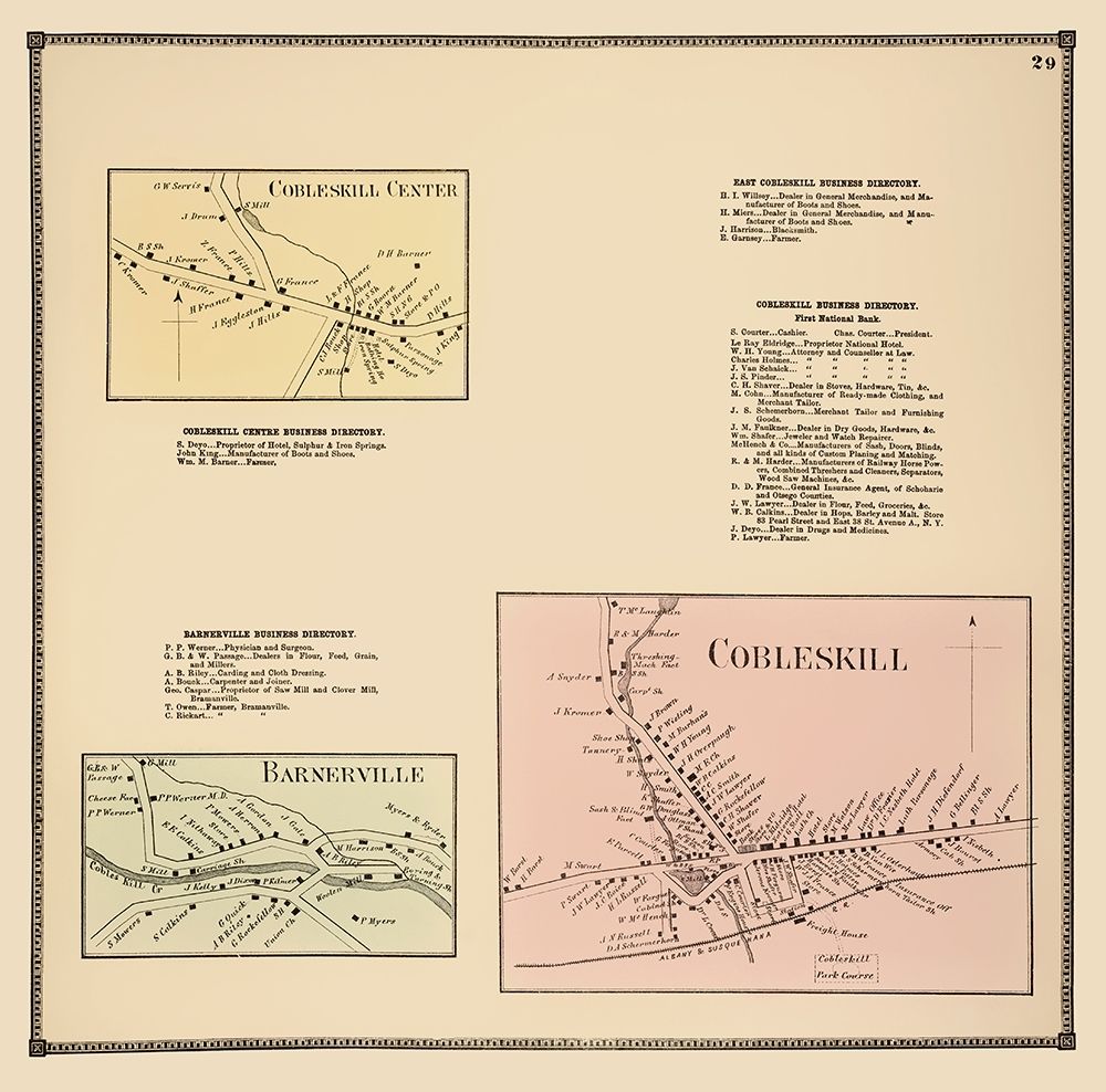 Cobleskill, Bannerville New York Landowner art print by Beers for $57.95 CAD