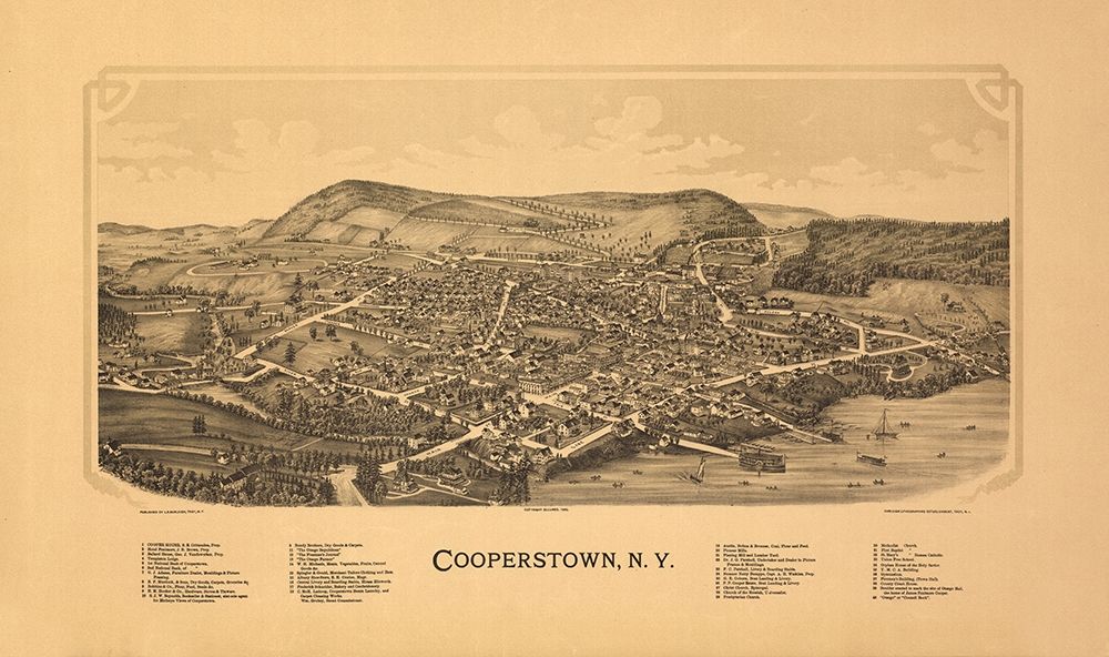 Cooperstown New York - Burleigh 1890 art print by Burleigh for $57.95 CAD