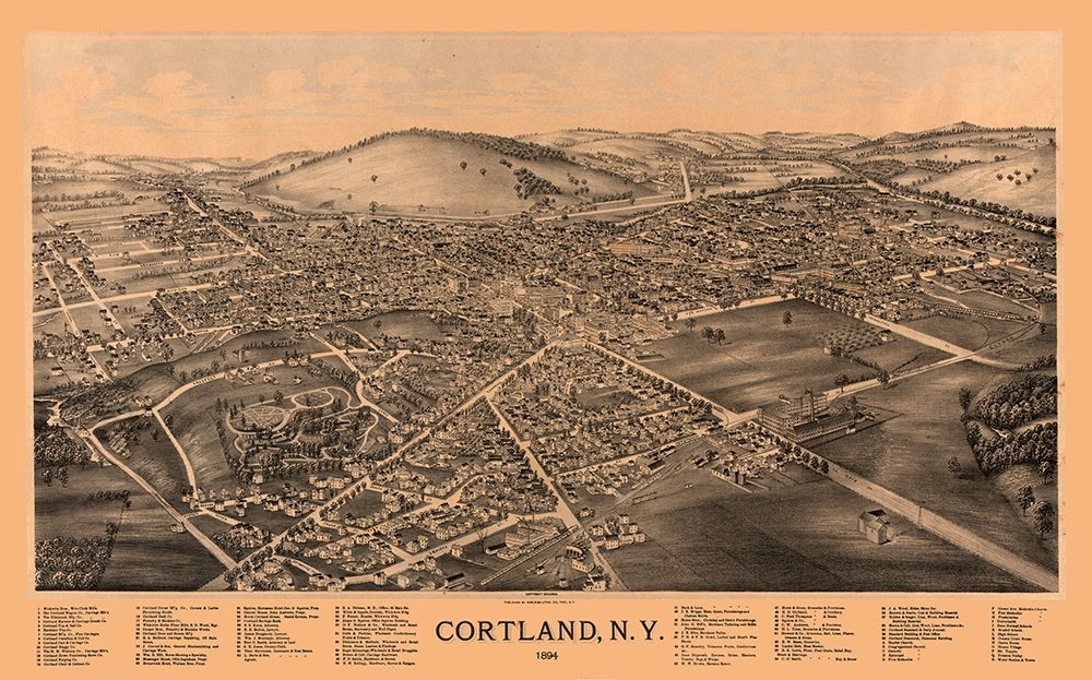 Cortland New York - Burleigh 1894 art print by Burleigh for $57.95 CAD