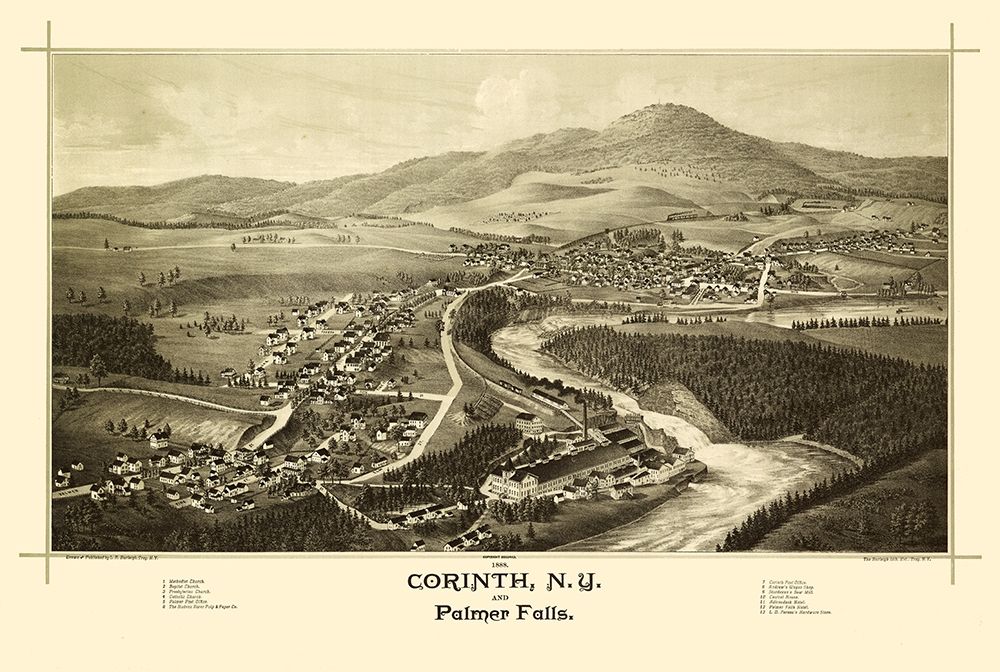 Corinth Palmer Falls New York - Burleigh 1888 art print by Burleigh for $57.95 CAD