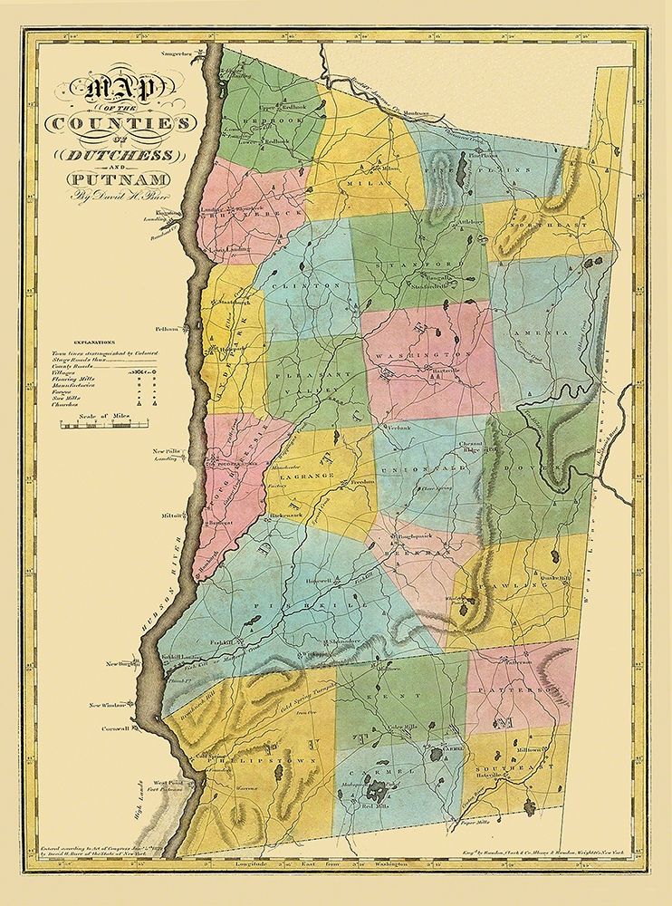 Dutchess  Putnam New York - Burr 1829 art print by Burr for $57.95 CAD