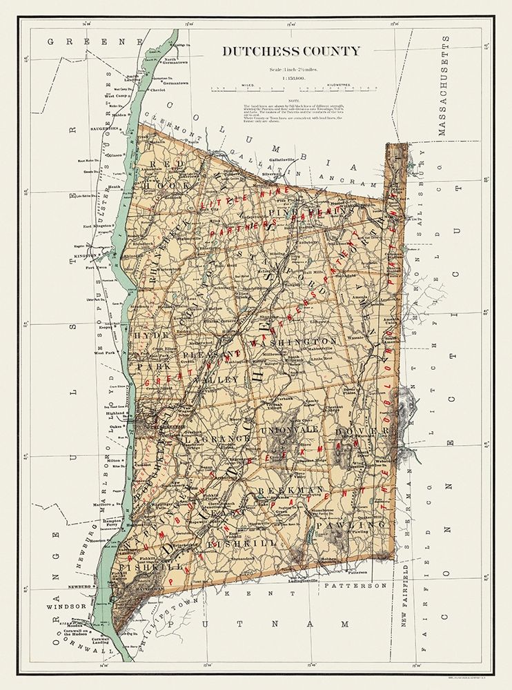Dutchess New York Landowner - Bien 1895 art print by Bien for $57.95 CAD