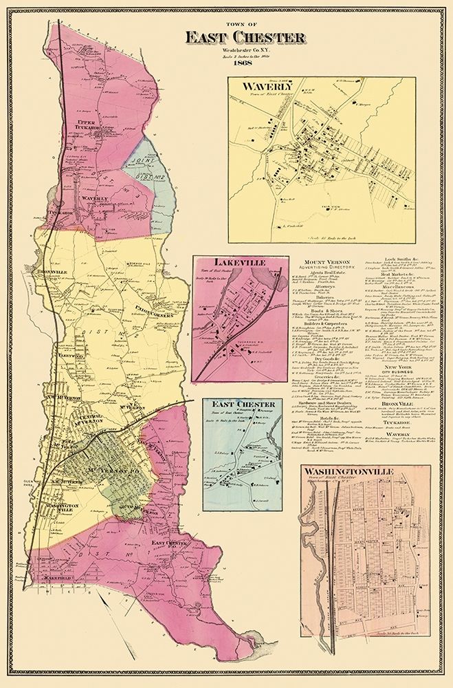 East Chester New York Landowner - Beers 1868 art print by Beers for $57.95 CAD