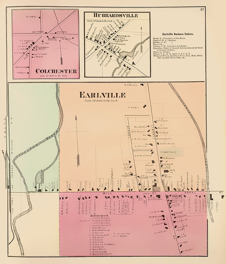 Earlville New York Landowner - Whitman 1875 art print by Whitman for $57.95 CAD