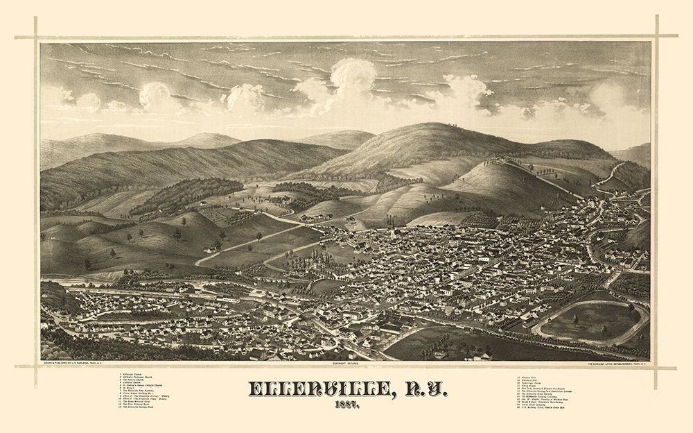 Ellenville New York - Burleigh 1887 art print by Burleigh for $57.95 CAD