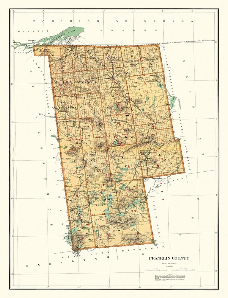 Franklin New York Landowner - Bien 1895 art print by Bien for $57.95 CAD