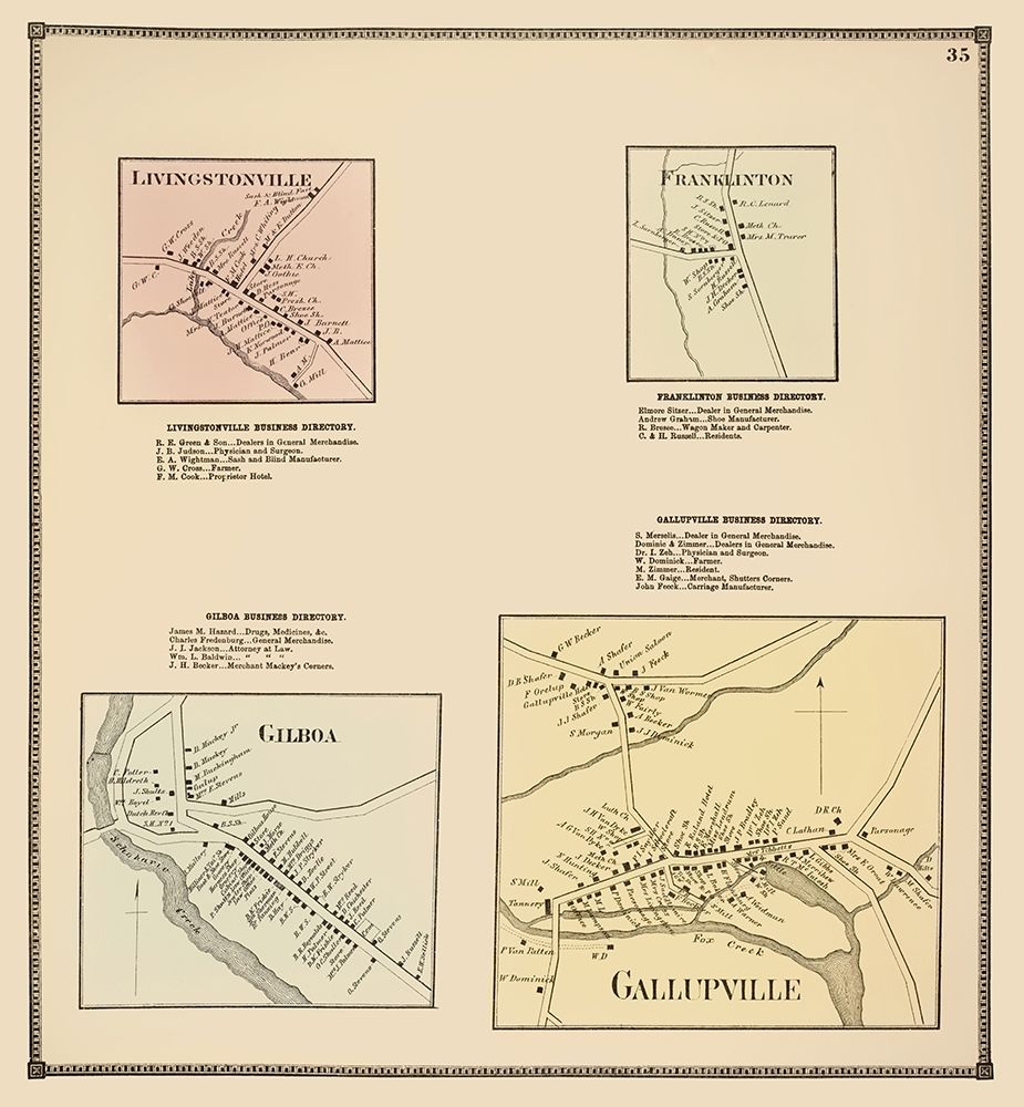 Gallupville New York Landowner - Beers 1866 art print by Beers for $57.95 CAD
