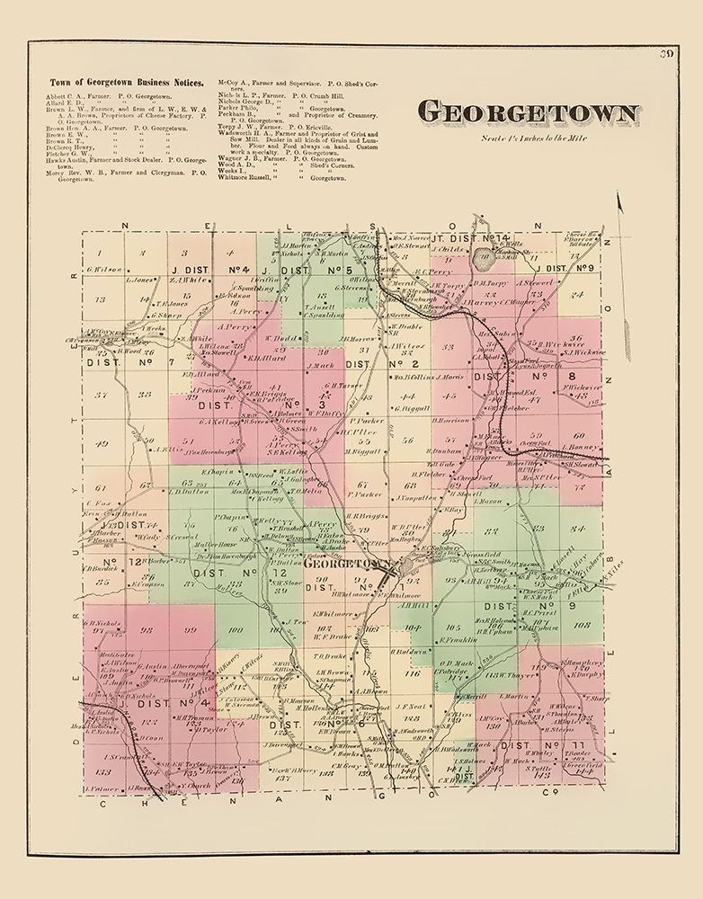 Georgetown New York Landowner - Whitman 1875 art print by Whitman for $57.95 CAD