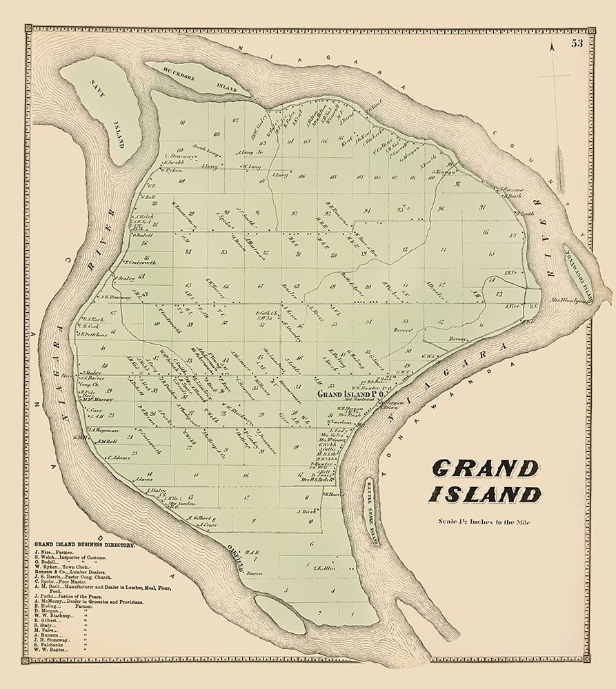 Grand Island New York Landowner - Stone 1866 art print by Stone for $57.95 CAD