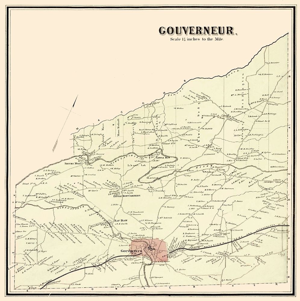Gouverneur New York Landowner - Stone 1865 art print by Stone for $57.95 CAD