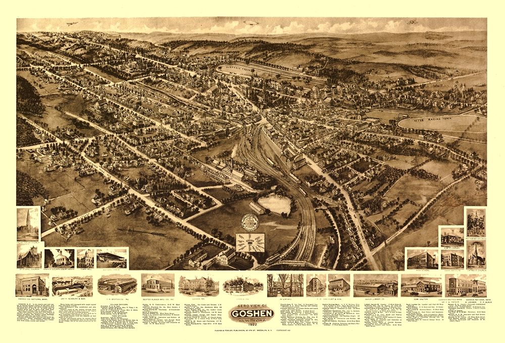 Goshen New York - Fowler 1922 art print by Fowler for $57.95 CAD