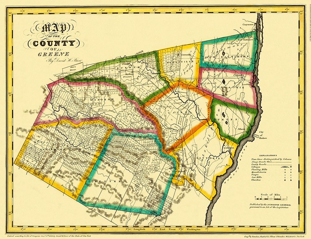 Greene New York Landowner - Burr 1829 art print by Burr for $57.95 CAD