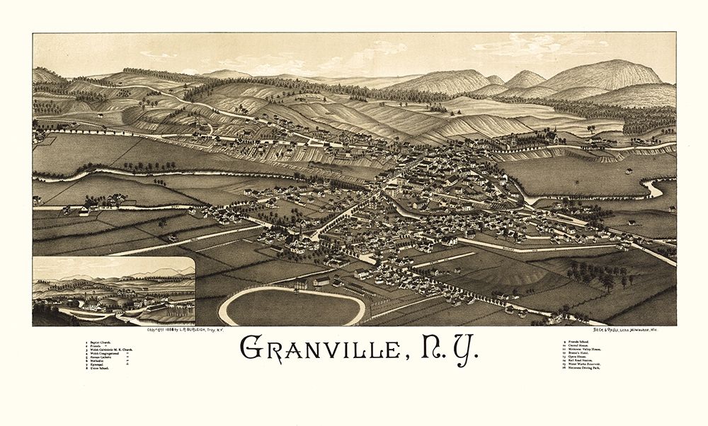Granville New York - Burleigh 1886 art print by Burleigh for $57.95 CAD