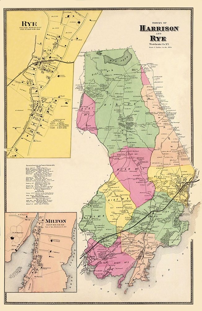 Harrison, Rye New York Landowner - Beers 1868 art print by Beers for $57.95 CAD