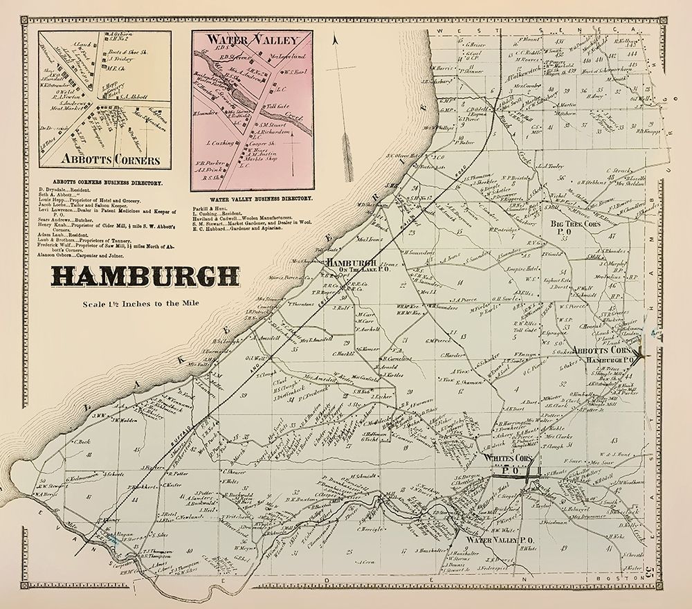 Hamburgh New York Landowner - Stone 1866 art print by Stone for $57.95 CAD