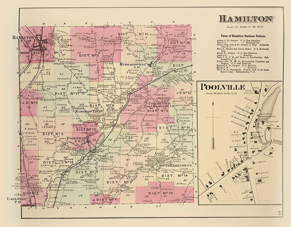 Hamilton New York Landowner - Whitman 1875 art print by Whitman for $57.95 CAD