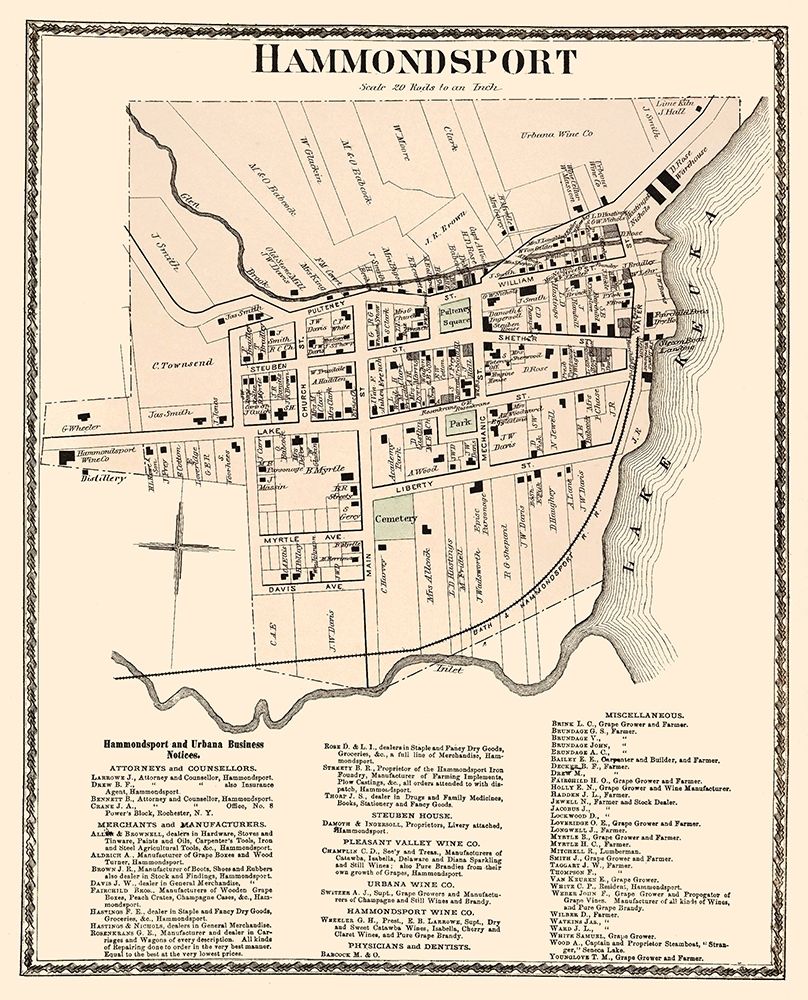 Hammondsport New York Landowner - Beers 1873 art print by Beers for $57.95 CAD