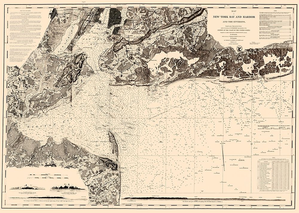 New York Bay and Harbor - USCS 1845 art print by USCS for $57.95 CAD