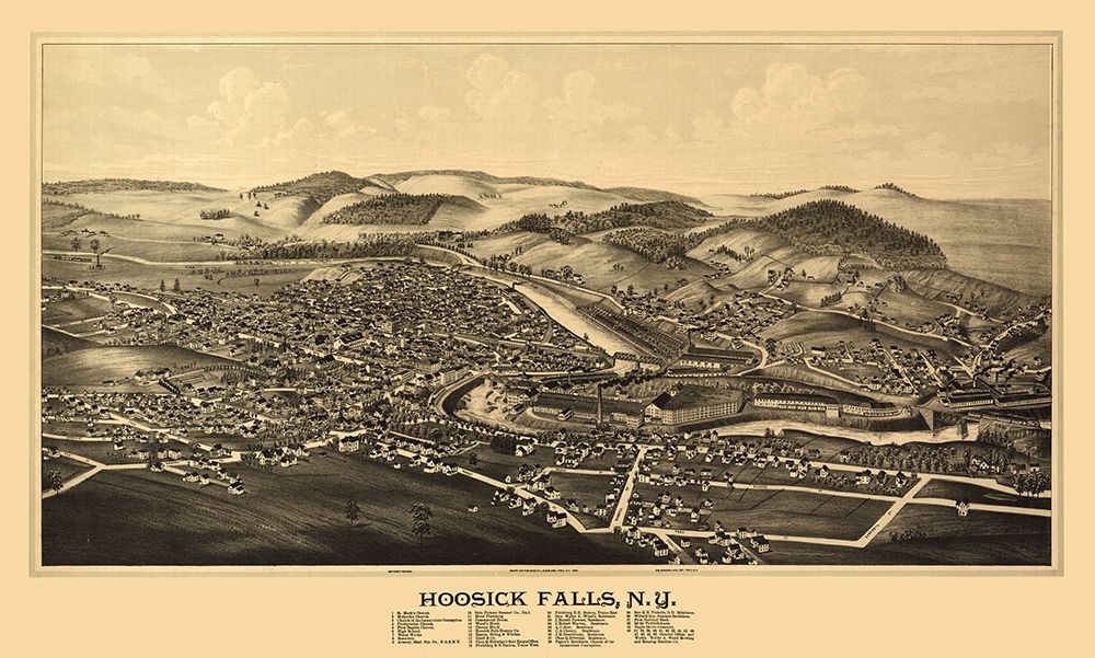 Hoosick Falls New York - Burleigh 1889 art print by Burleigh for $57.95 CAD