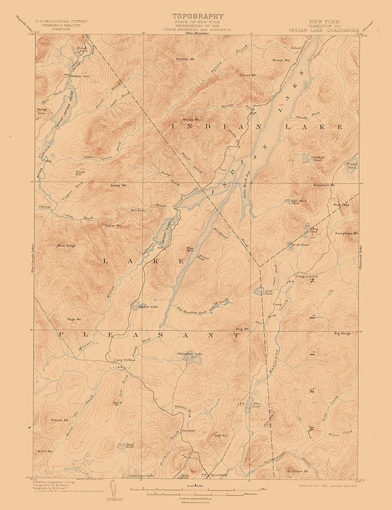 Indian Lake New York Quad - USGS 1902 art print by USGS for $57.95 CAD