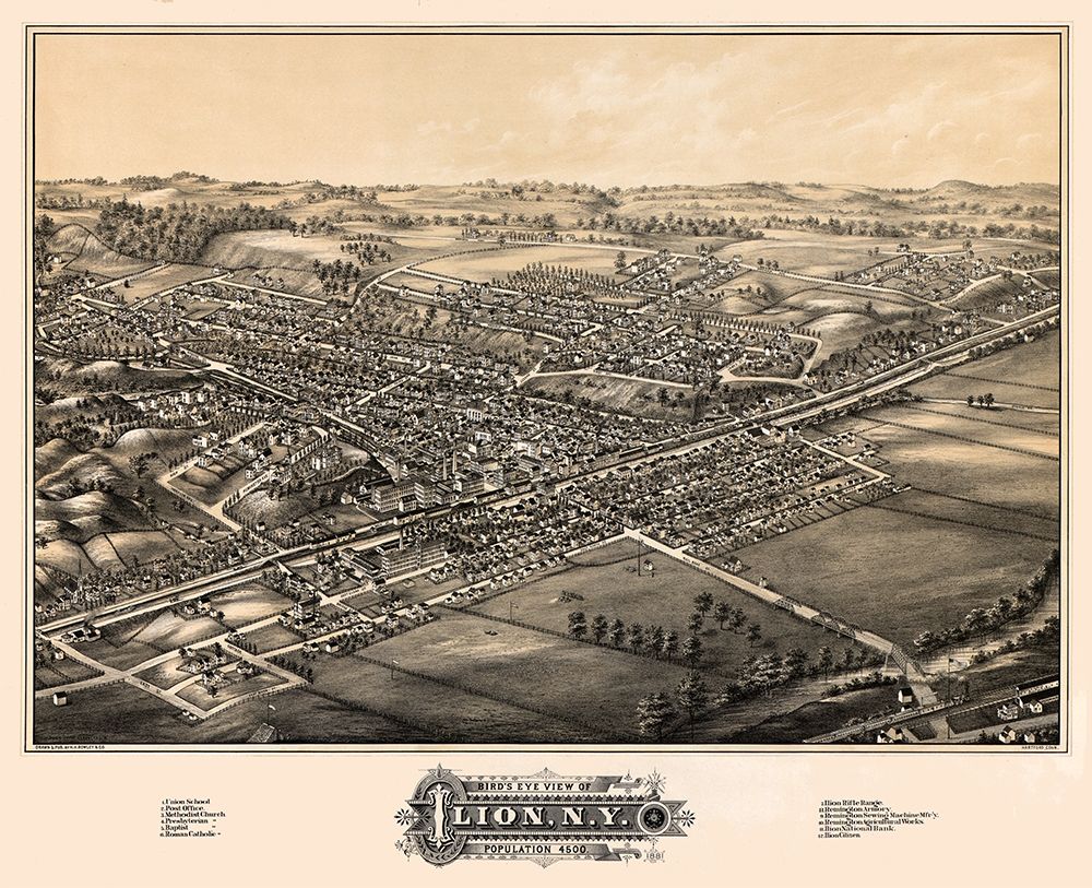Ilion New York - Rowley 1881 art print by Rowley for $57.95 CAD