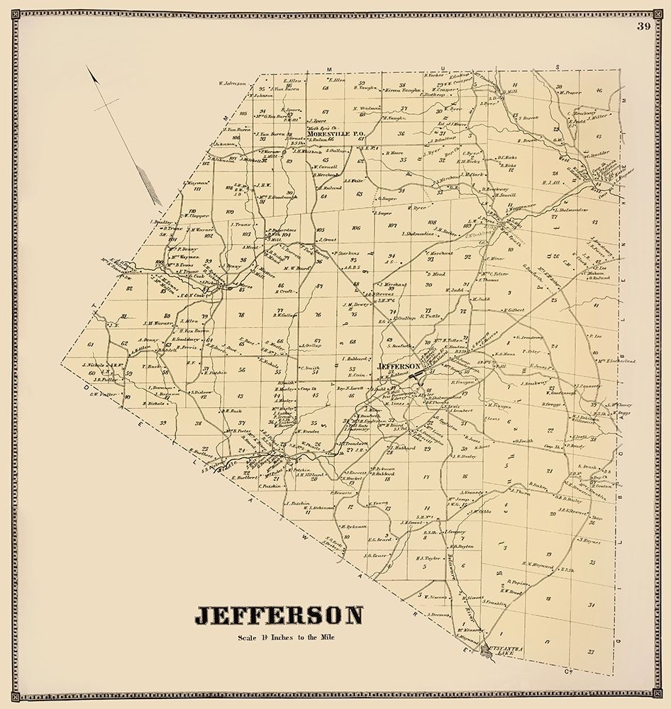 Jefferson New York Landowner - Stone 1866 art print by Stone for $57.95 CAD
