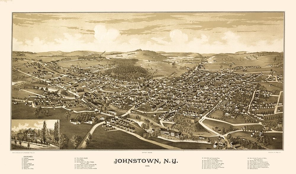 Johnstown New York - Burleigh 1888 art print by Burleigh for $57.95 CAD