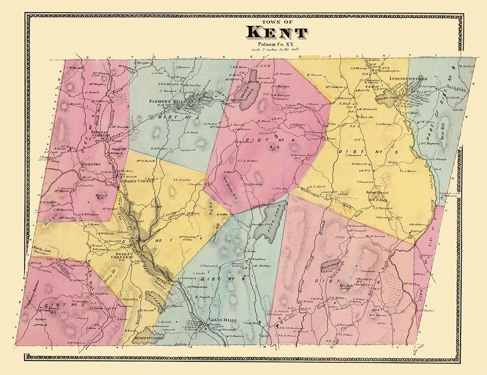 Kent New York Landowner - Beers 1868 art print by Beers for $57.95 CAD
