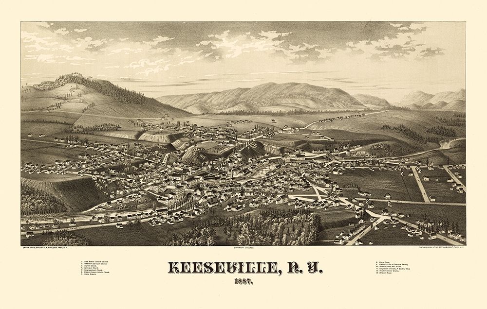 Keeseville New York - Burleigh 1887 art print by Burleigh for $57.95 CAD