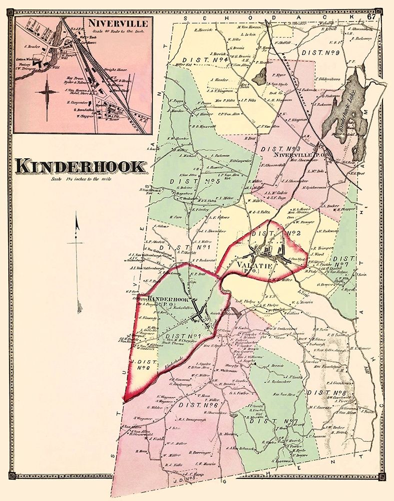 Kinderhook New York Landowner - Beers 1873 art print by Beers for $57.95 CAD