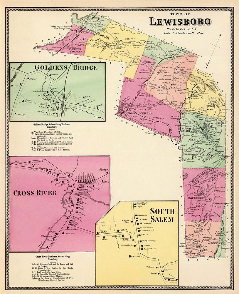 Lewisboro New York Landowner - Beers 1868 art print by Beers for $57.95 CAD