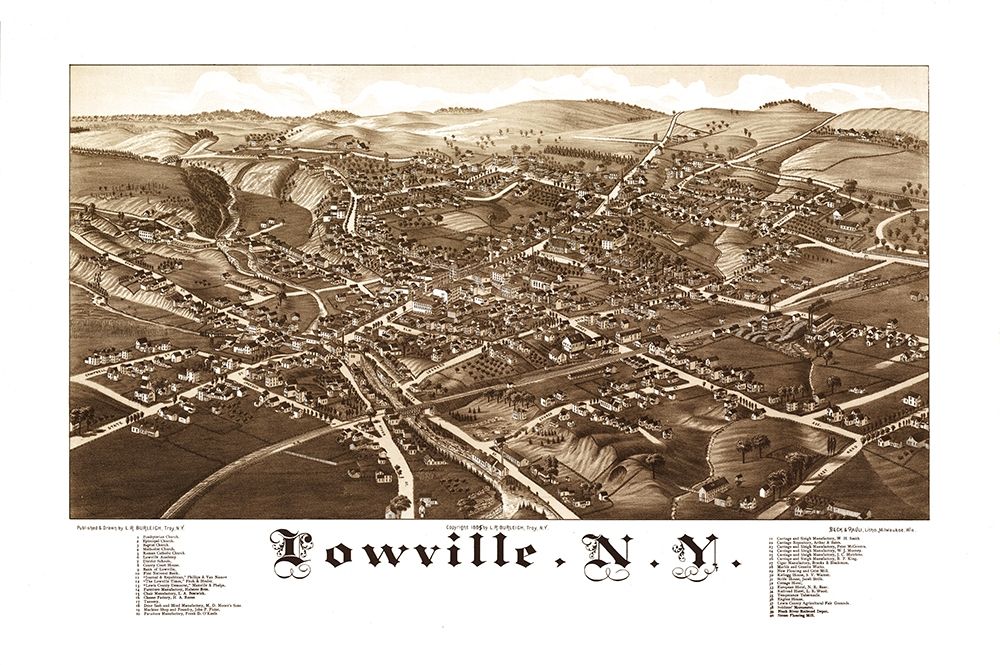 Lowville New York - Burleigh 1885 art print by Burleigh for $57.95 CAD