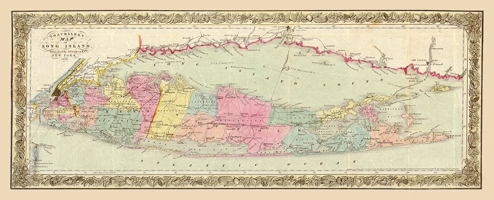 Long Island New York - Colton 1857 art print by Colton for $57.95 CAD