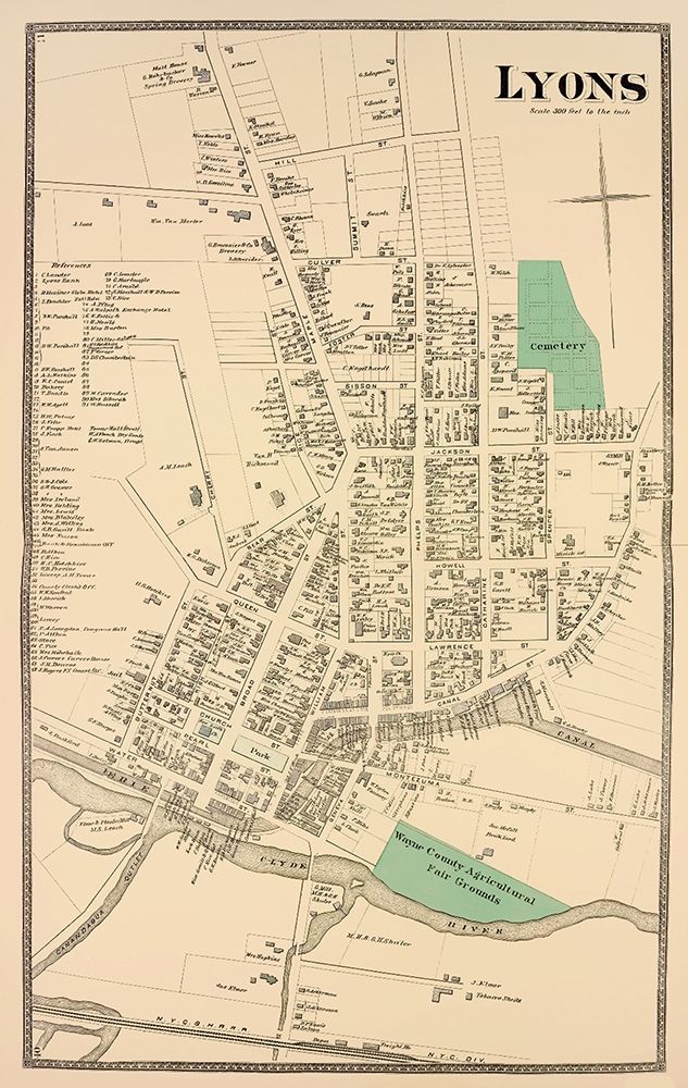 Lyons New York Landowner - Beers 1874 art print by Beers for $57.95 CAD