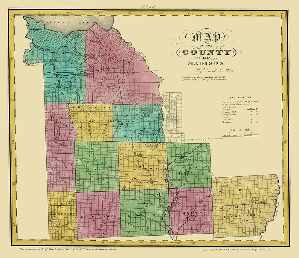 Madison New York Landowner - Burr 1829 art print by Burr for $57.95 CAD