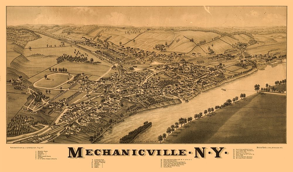 Mechanicville New York - Burleigh 1880 art print by Burleigh for $57.95 CAD