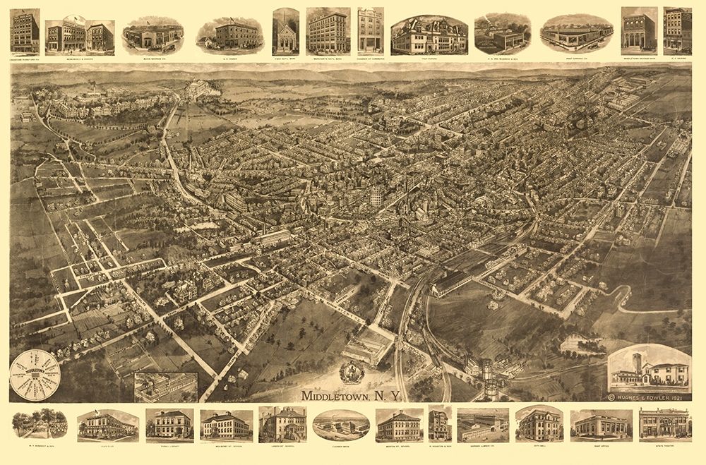Middletown New York - Fowler 1921 art print by Fowler for $57.95 CAD