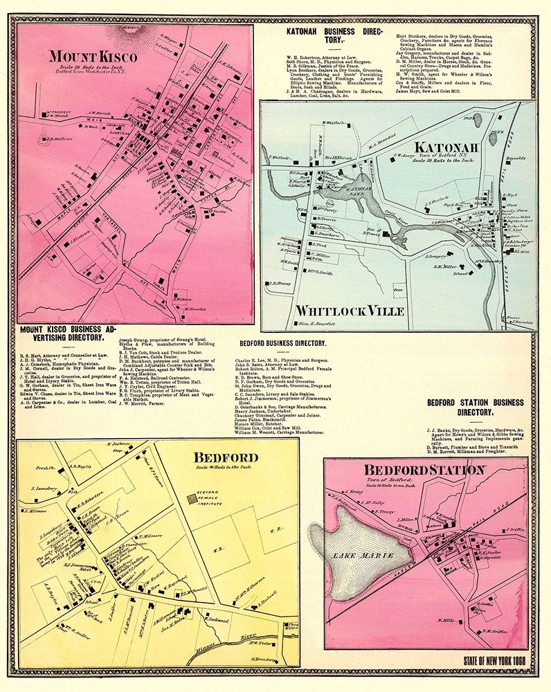 Mount Kisco New York Landowner - Beers 1868 art print by Beers for $57.95 CAD