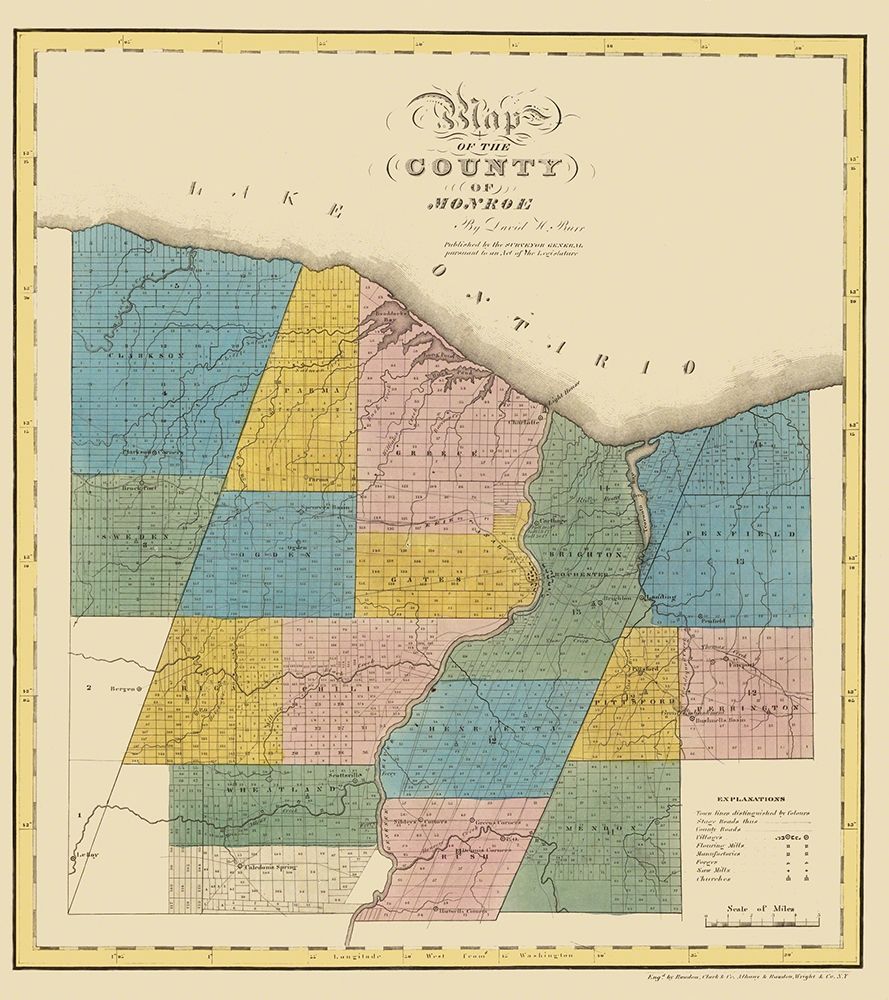 Monroe New York - Burr 1829 art print by Burr for $57.95 CAD