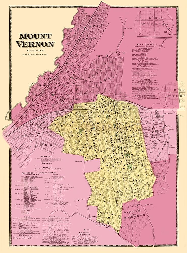 Mount Vernon New York Landowner - Beers 1868 art print by Beers for $57.95 CAD