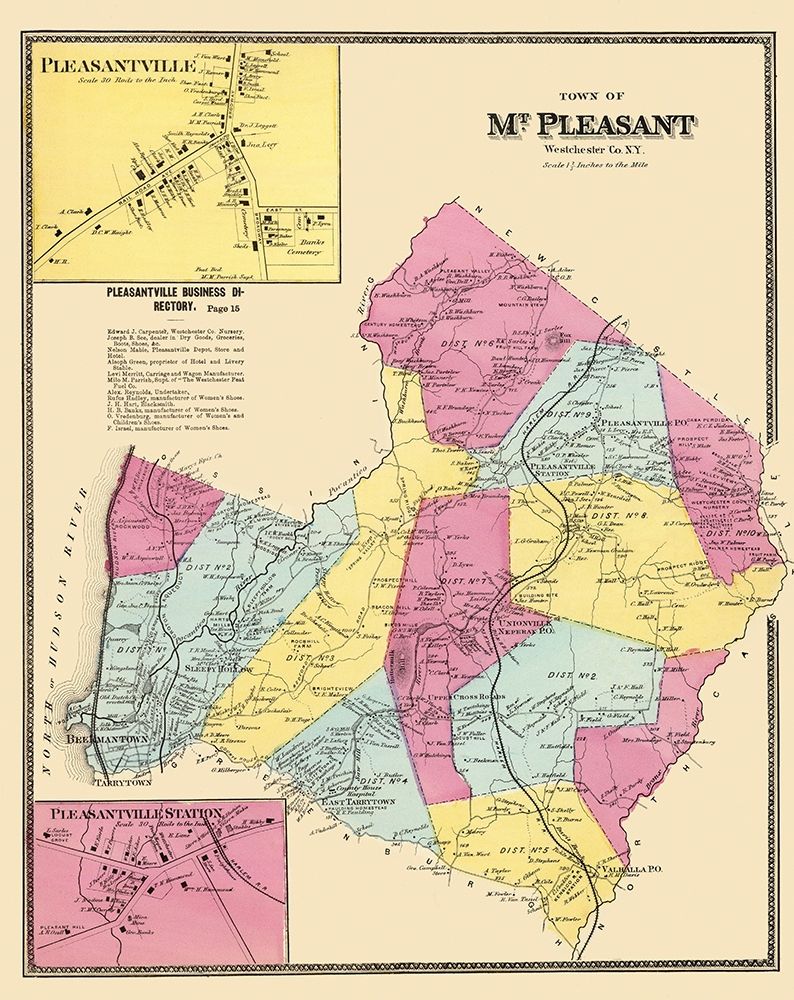 Mount Pleasant New York Landowner - 1868 art print by Beers for $57.95 CAD