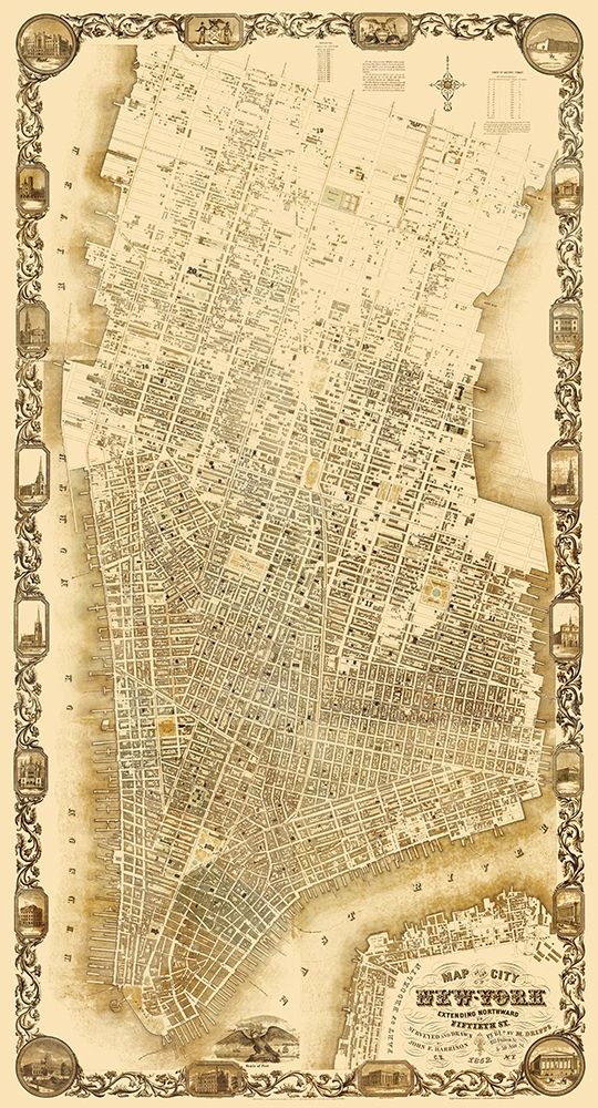 New York New York - Dripps 1852 art print by Dripps for $57.95 CAD