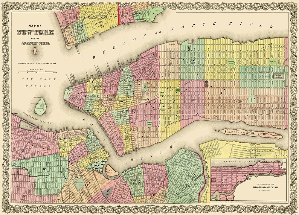 New York New York - Colton 1855 art print by Colton for $57.95 CAD