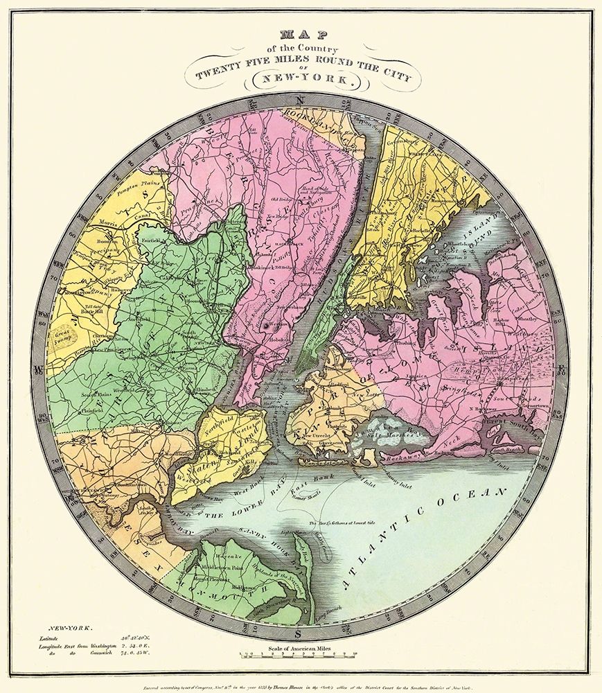 New York City, 25 Miles Around the City New York art print by Illman for $57.95 CAD