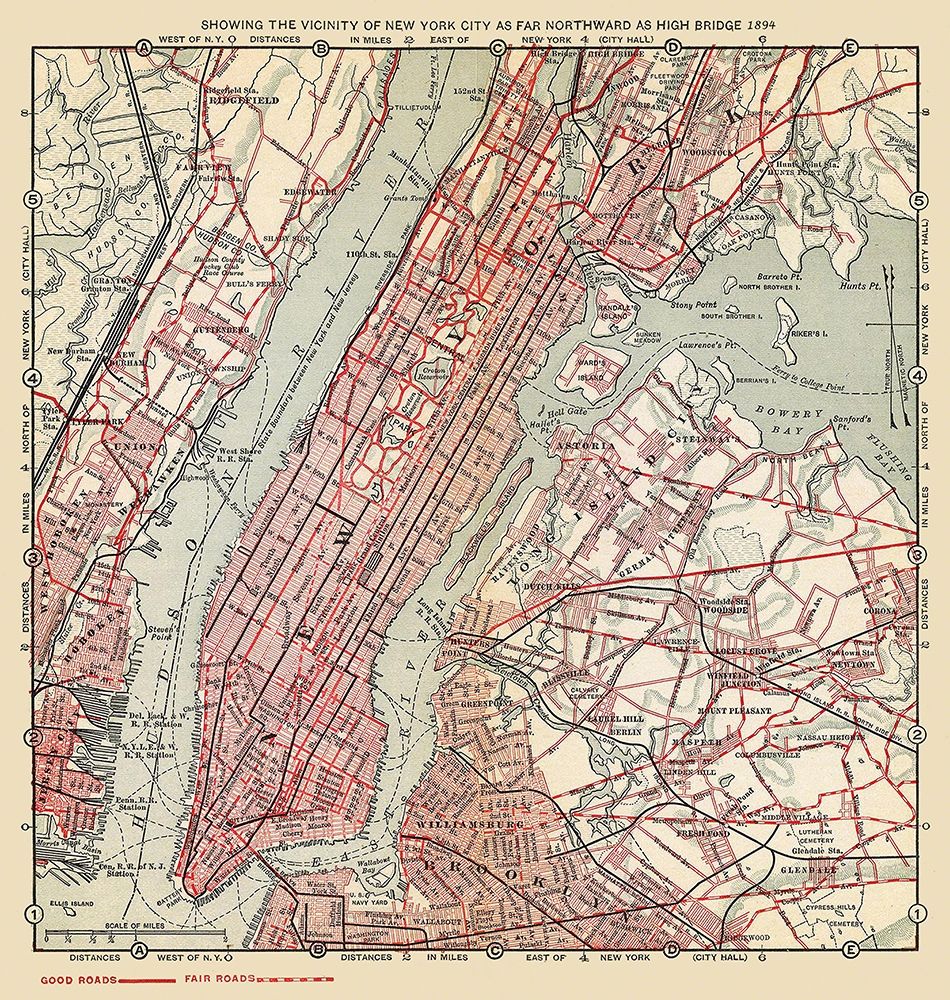 New York City Northward to High Bridge - 1894 art print by Unknown for $57.95 CAD