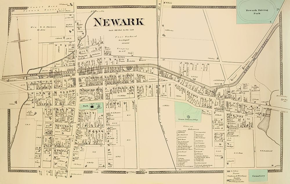 Newark City New York Landowner - Beers 1874 art print by Beers for $57.95 CAD