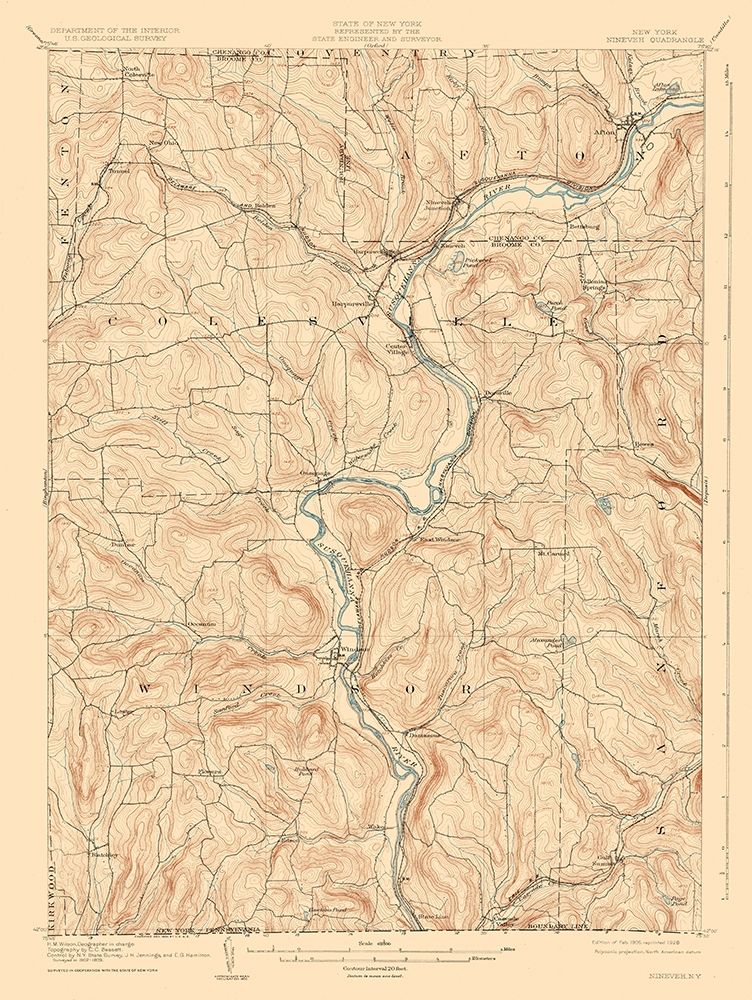 Neneveh New York Quad - USGS 1905 art print by USGS for $57.95 CAD