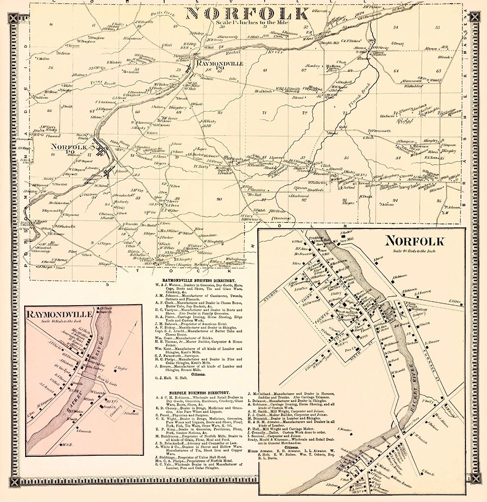 Norfolk New York Landowner - Stone 1865 art print by Stone for $57.95 CAD