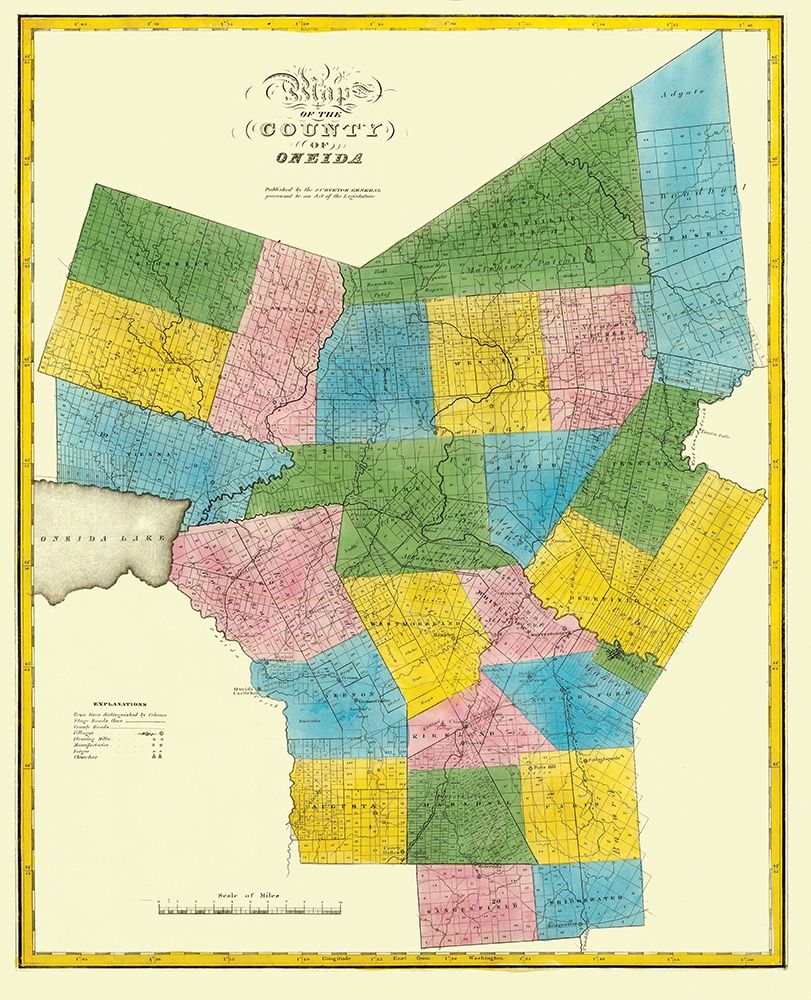 Oneida New York Landowner - Burr 1829 art print by Burr for $57.95 CAD