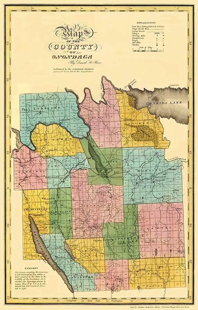 Onondaga New York Landowner - Burr 1829 art print by Burr for $57.95 CAD